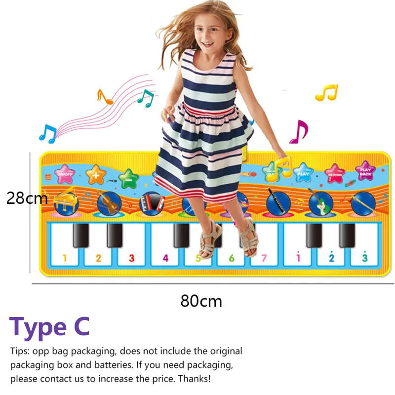 2 In 1 Piano Mat for Kids Piano Keyboard & Jazz Drum Music Pad