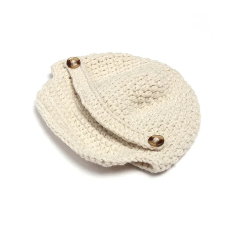 Newborn Knitted Cap Bow and Tie Set