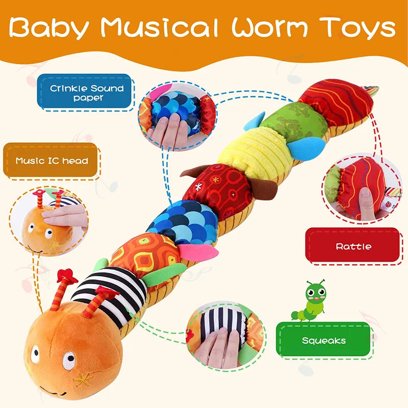 Baby Rattle Musical Caterpillar Worm Soft Infant Plush Toy