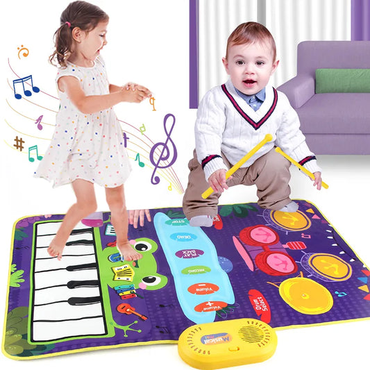 2 In 1 Piano Mat for Kids Piano Keyboard & Jazz Drum Music Pad